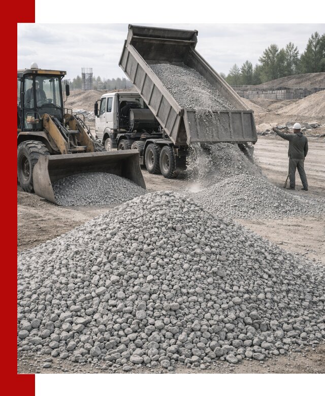 Доставка известнякового щебня фр. 5–20 в Коркине