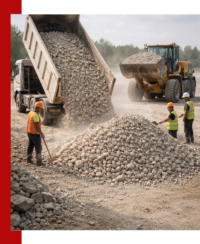 Доставка известнякового щебня фр. 40-70 в Коркине