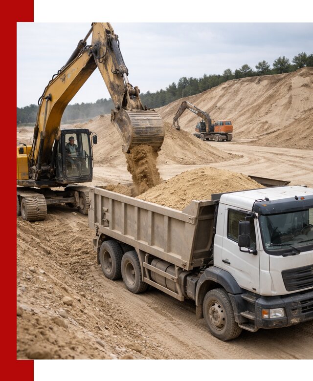 Доставка карьерного песка с самосвалами и разгрузкой в Коркине