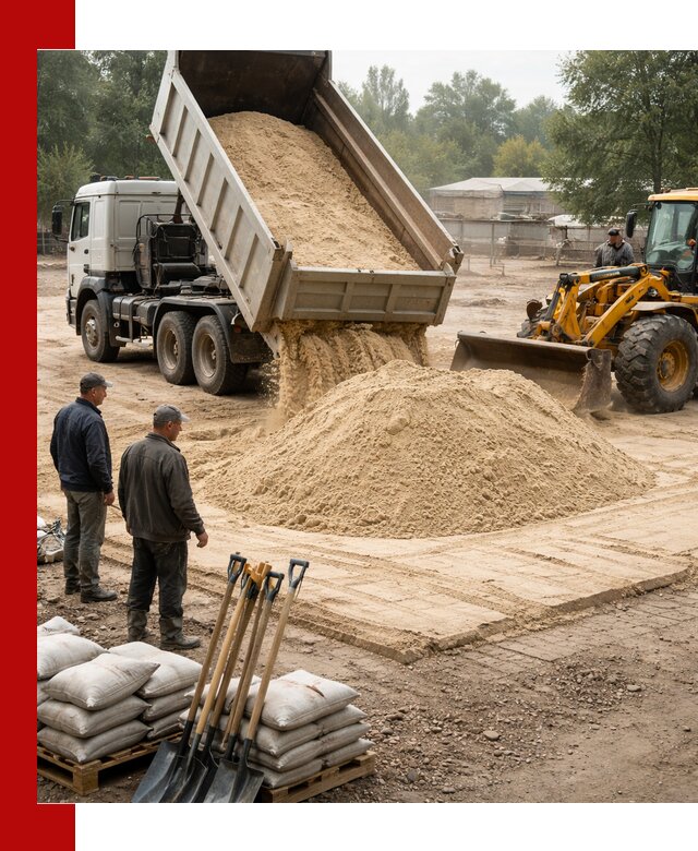 Доставка мытого песка в Коркине с самосвалами по выгодной цене