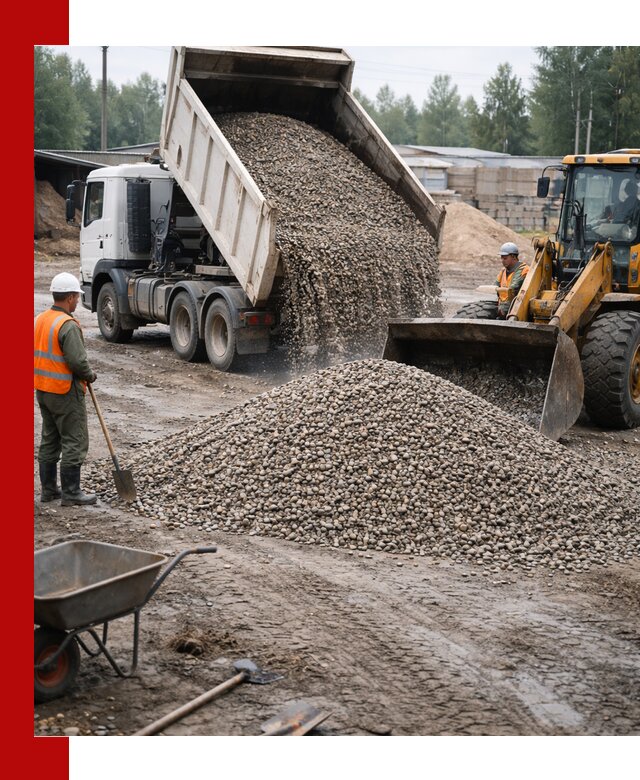 Мытый гравий с доставкой в Коркине от карьера до участка