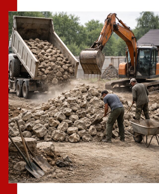 Доставка и разгрузка бутового камня в Коркине