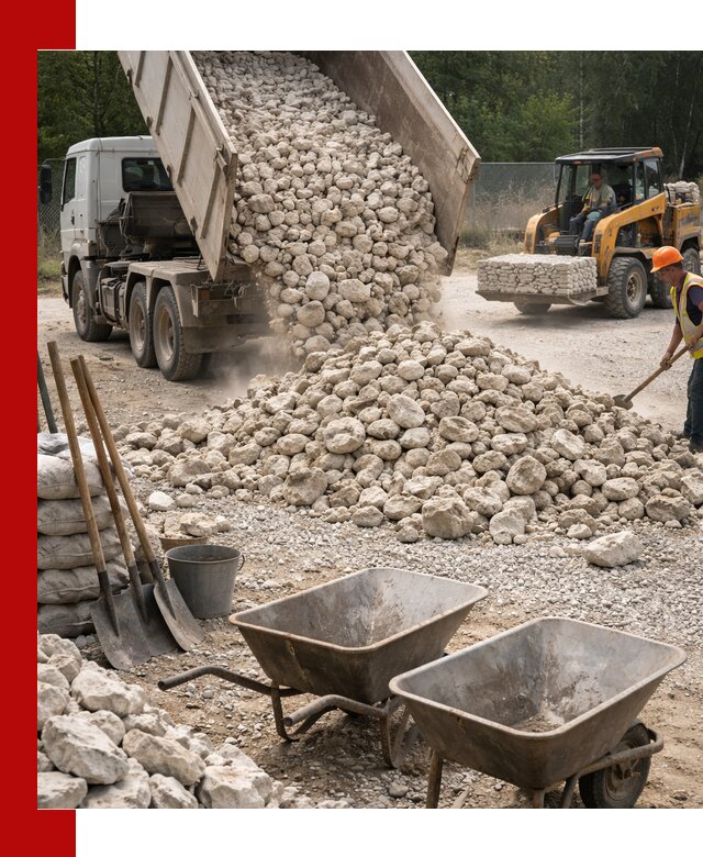 Доставка и продажа бутового известнякового камня в Коркине