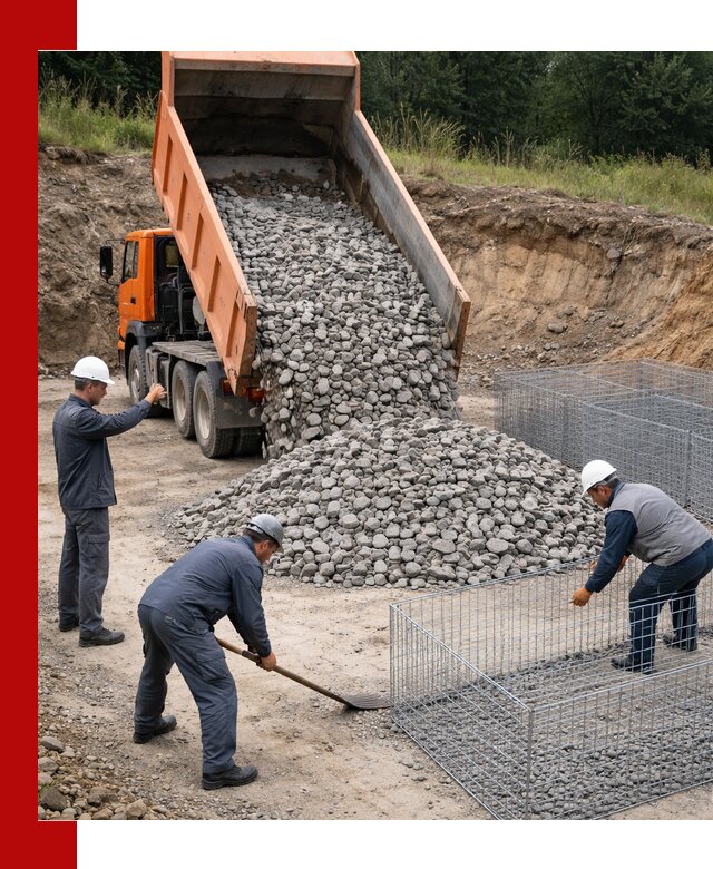 Камень для габионов с доставкой в Коркине быстро и надёжно