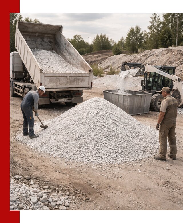 Доставка и продажа белой мраморной крошки в Коркине