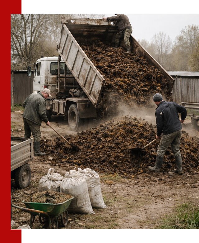Доставка коровьего навоза самосвалом в Коркине