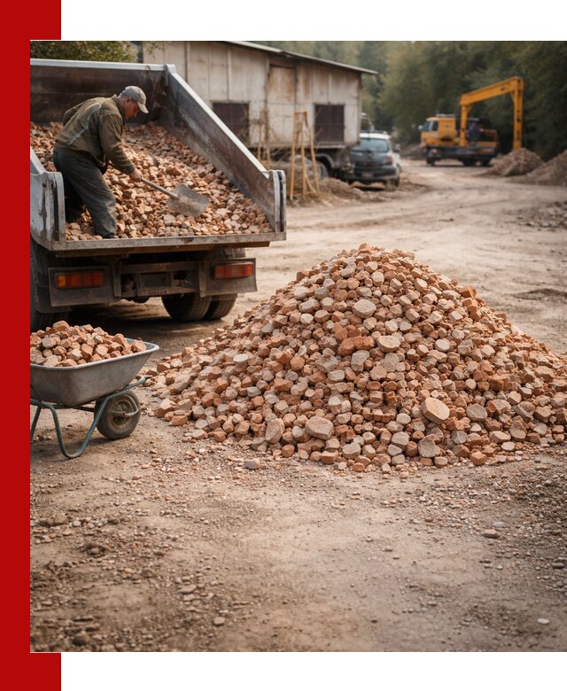 Доставка и подушка из боя кирпича с разгрузкой в Коркине