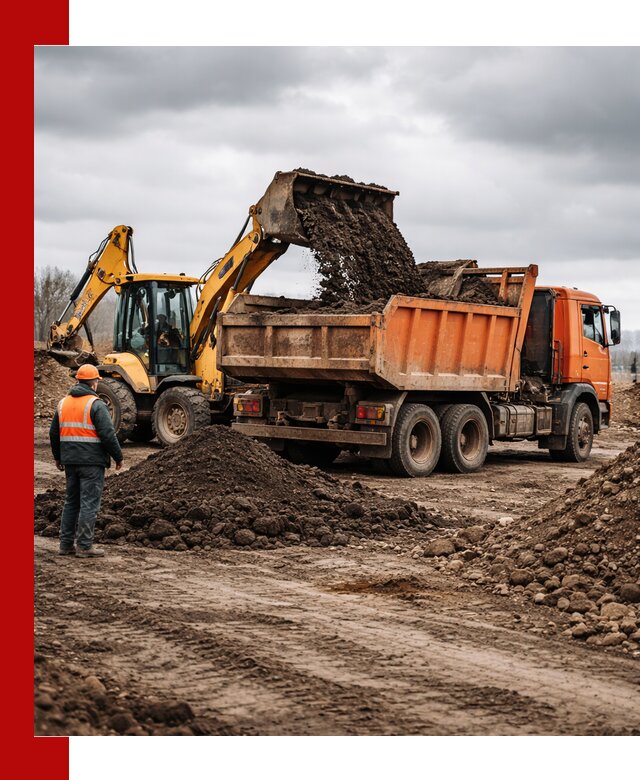 Вывоз грунта и строительного мусора в Коркине грузовыми самосвалами