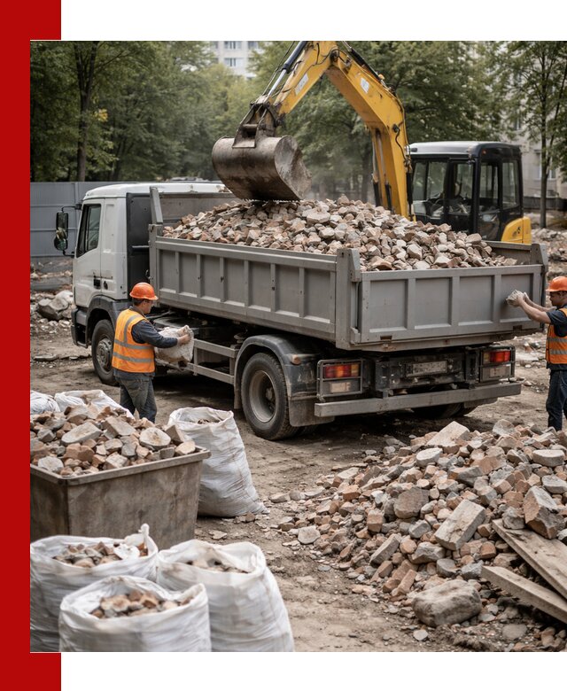 Вывоз строительного мусора в Коркине с самосвалами и контейнерами
