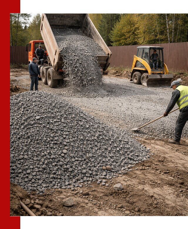 Отсыпка участка щебнем с доставкой и уплотнением в Коркине